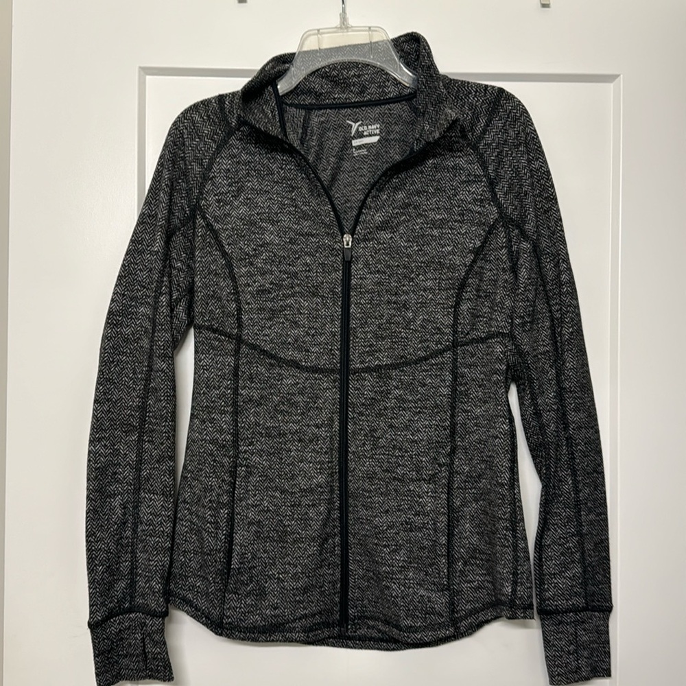 Old Navy herringbone zip up athletic jacket with thumbholes